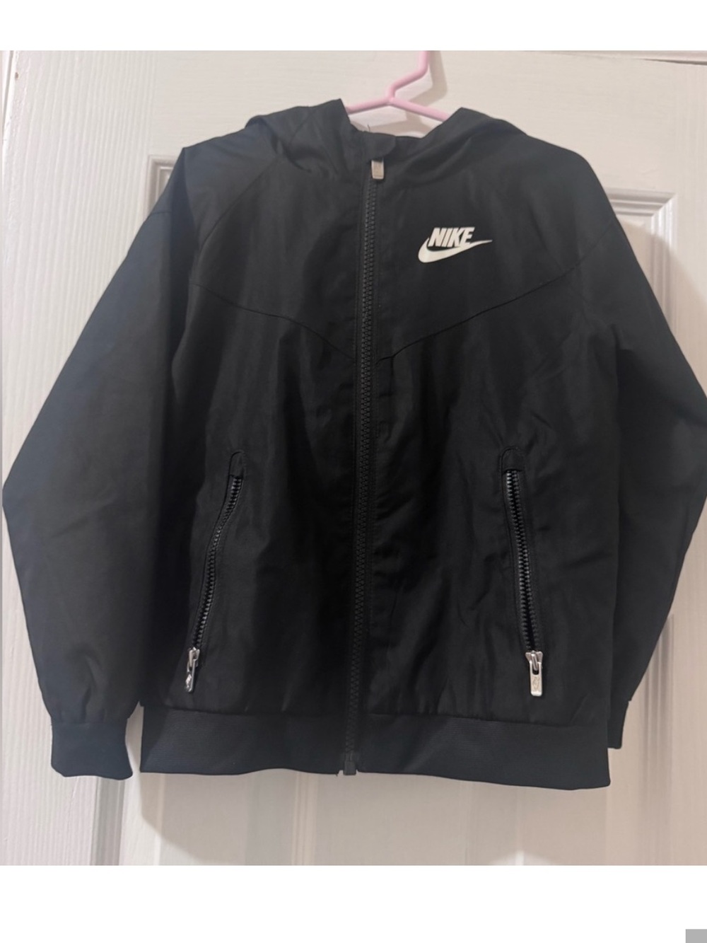 Nike Girls 4T Black Hooded Windbreaker Jacket Full Zip
